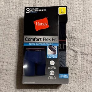 Hanes Men's Comfort Flex Fit Total Support Pouch Long Leg Boxer Briefs, 3 Pack